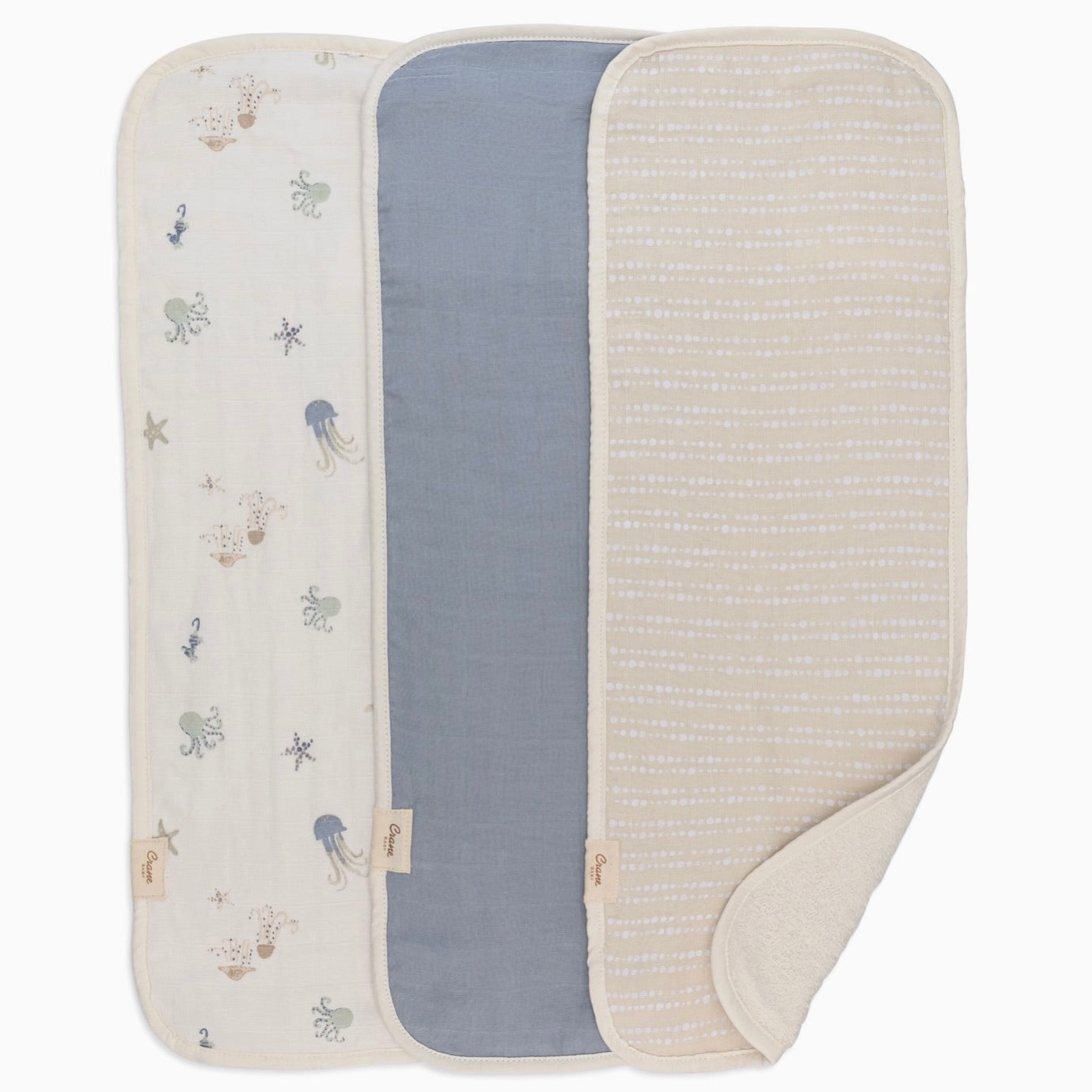 Jelly Fish 3 pc Baby Burp Cloth Set