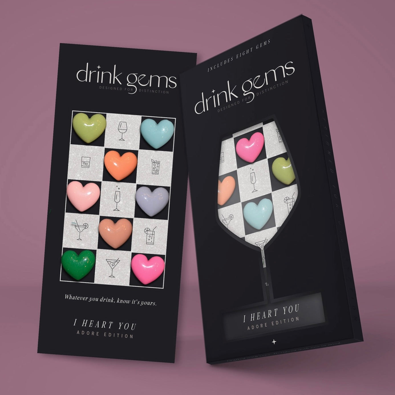 Pastel Heart Drink Gems With Storage Case