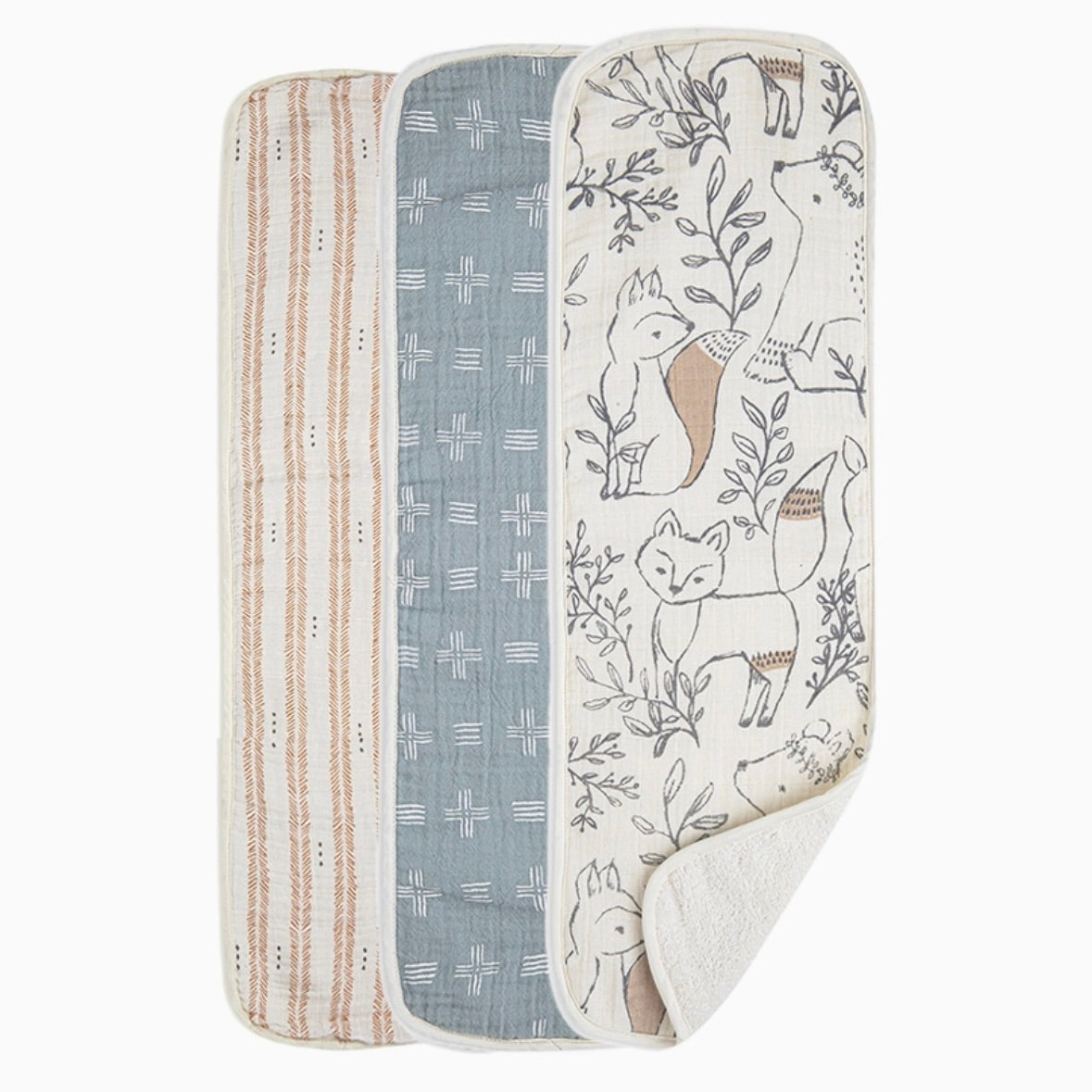 Fox 3 pc Baby Burp Cloth Set
