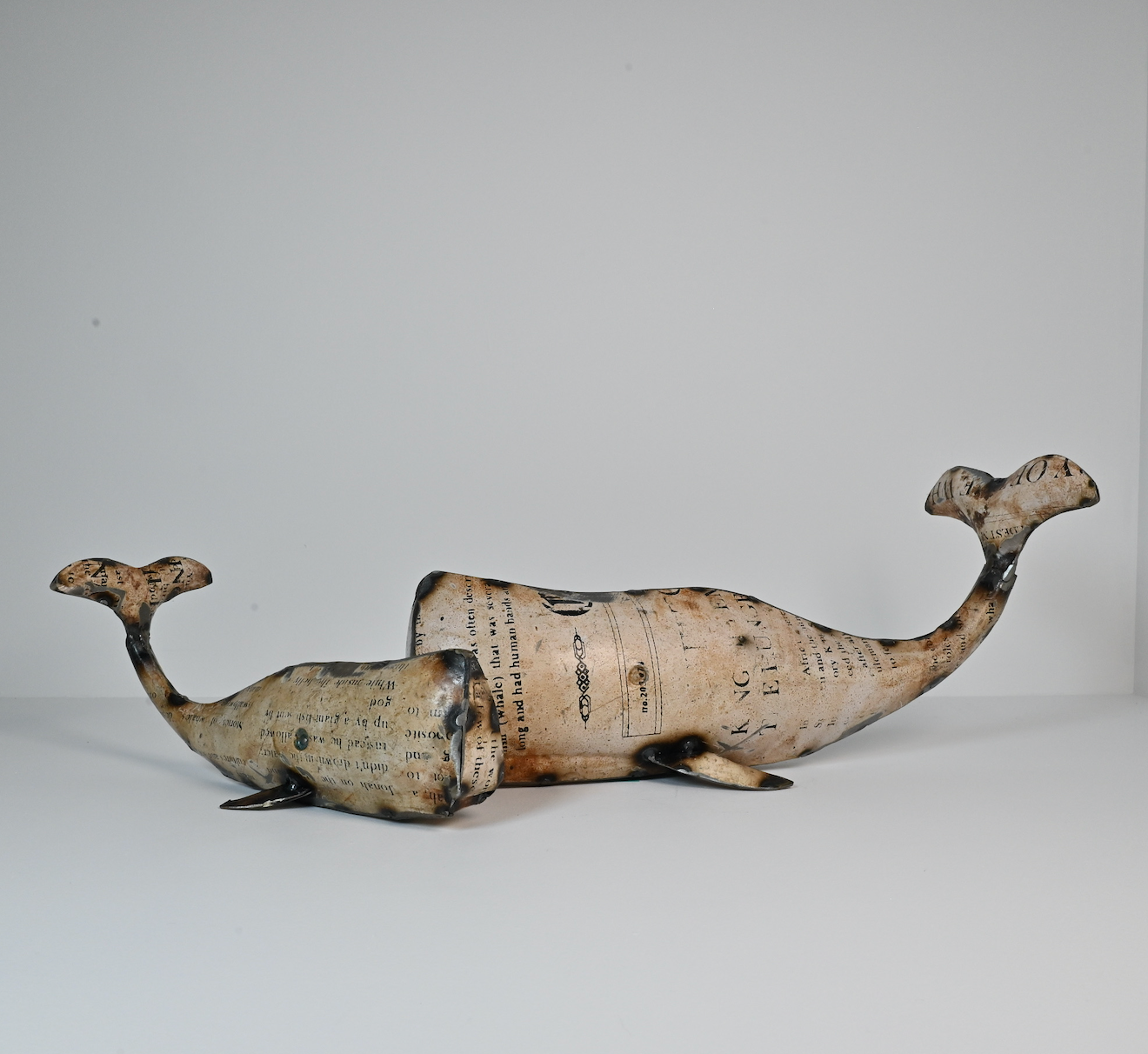 White Reclaimed Metal Whales