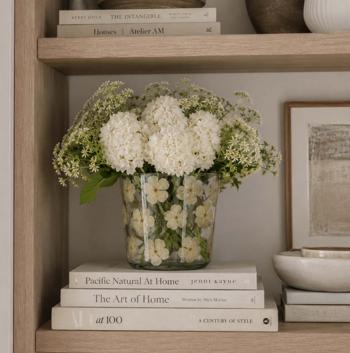 Pressed Cream Floral Vase